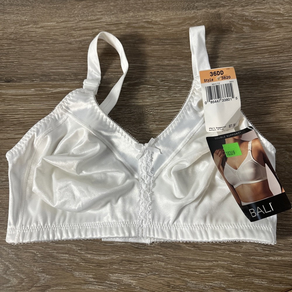 Bali Bra 36DD White Double Support Wireless Comfort Full Coverage NWT
